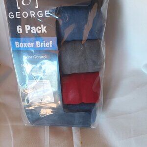 George mens 6 pack boxer brief tag free moisture wicking reg leg size 2X (44-46)